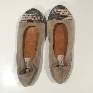 Lanvin Suede & Snakeskin Ballet Flats